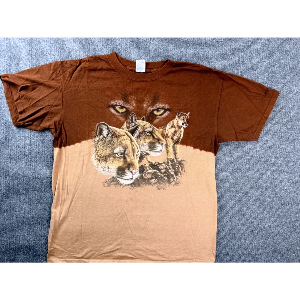 Vintage Oregon Zoo Cougar Graphic T-Shirt L Brown Tan Two Tone Polar Graphics